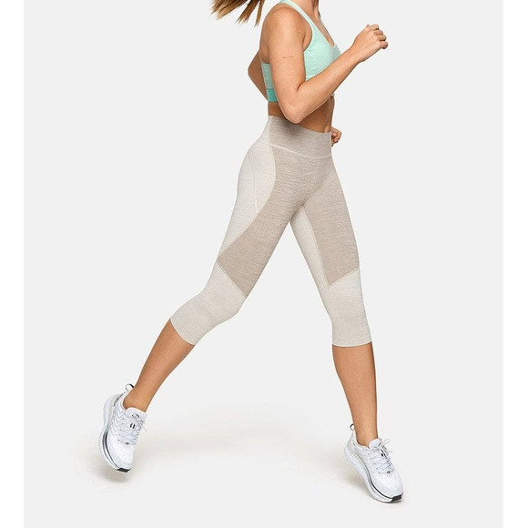 Outdoor Voices Leggings Medium Beige 2-Tone High Rise Cropped Capri Knee Cap - Picture 1 of 12